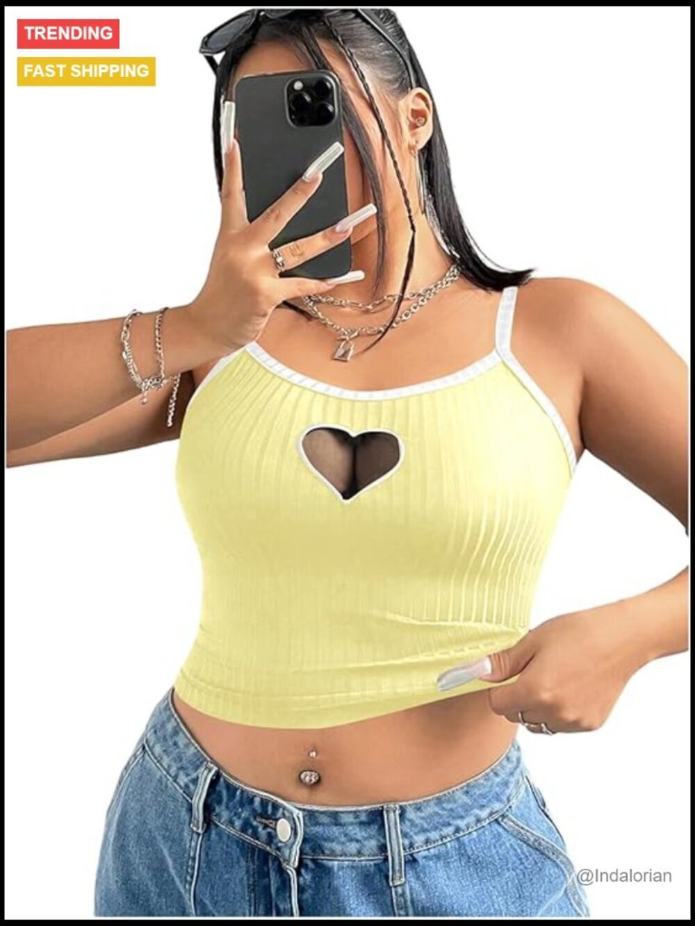 Plus Size Mesh Spaghetti Strap Cami Crop Top